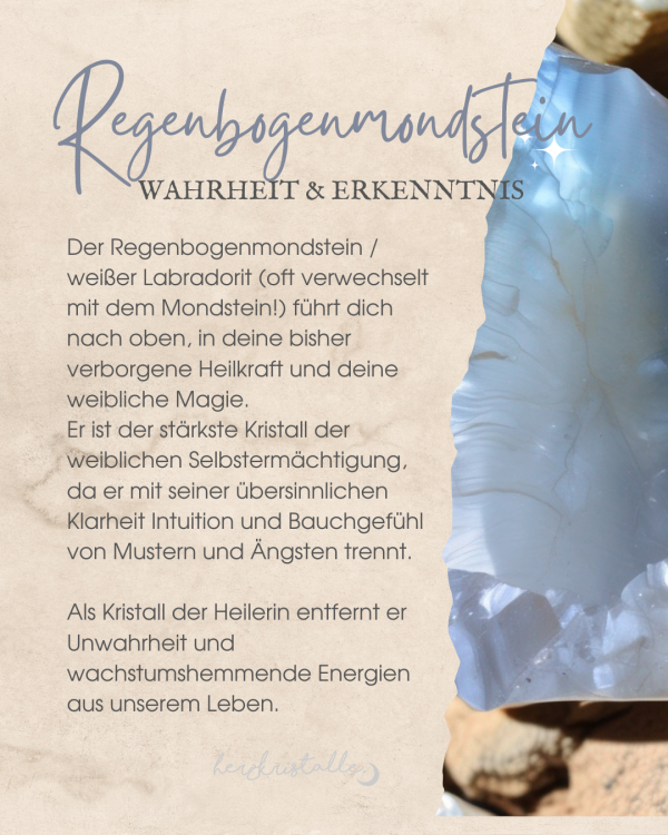 Regenbogenmondstein Herzkristall – Bild 2