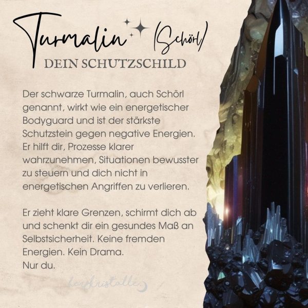 schwarzer Turmalin Herzkristallkette (Schörl) – Bild 2