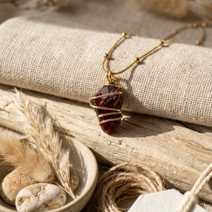Granat Herzkristall Kette