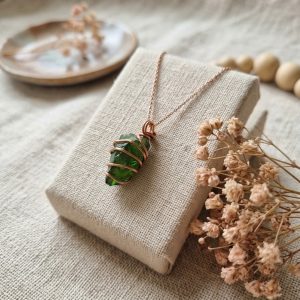 Chromdiopsid Herzkristall Kette